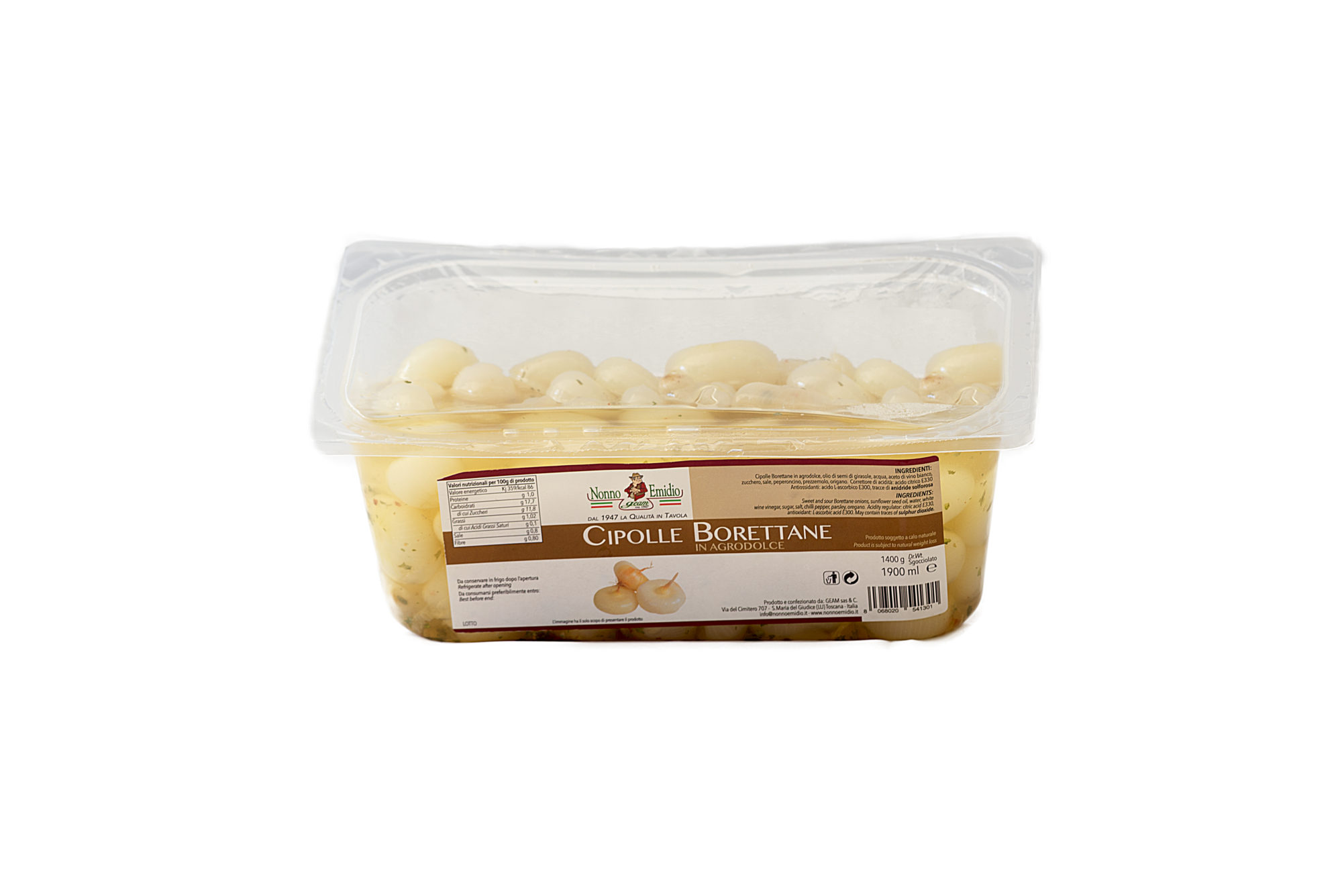 Cipolle Borettane in agrodolce vaschetta gr: 1,900