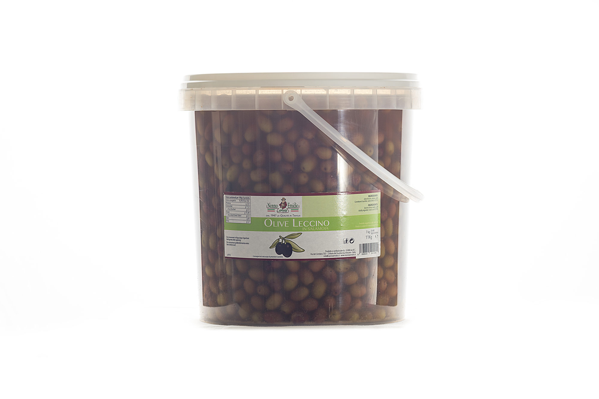 Olive Leccino in salamoia: secchio kg: 7