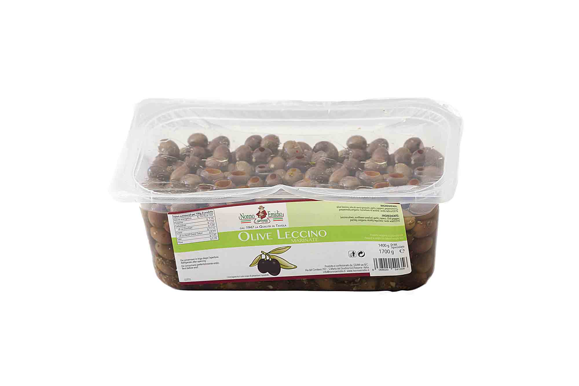 Olive Leccino marinate vaschetta gr: 1,700