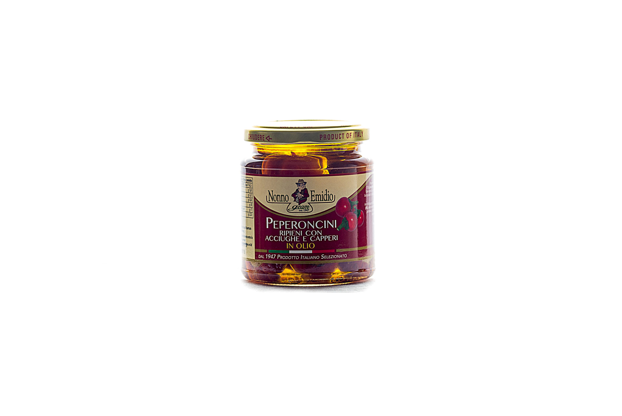 Peperoncini acciughe e capperi vasetto gr: 314